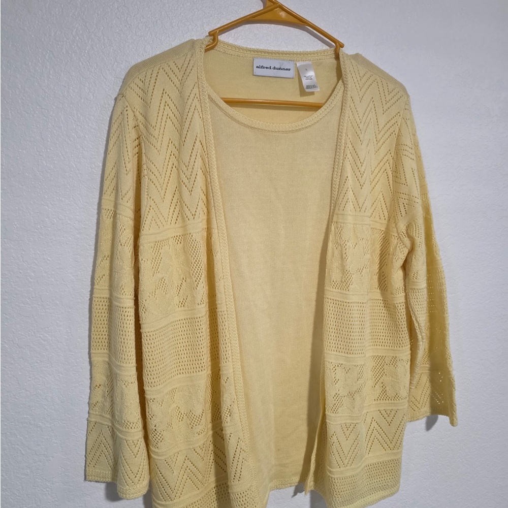Alfred Dunner Cream Open-Front Cardigan